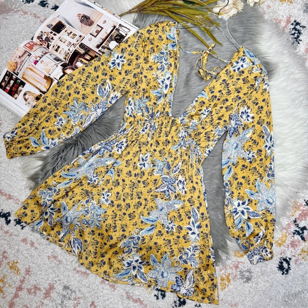 Free People Soli Mini Night Combo Plunging Women’s Silky Mini Dress Sz S - Picture 13 of 14